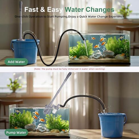 Electric Aquarium Vacuum Gravel Cleaner 5-in-1 Fish Tank Cleaning Kit 28W Automatic Gravel Vacuum for Aquarium 10-100 Gal with Strong Suction,Telescopic Tube,Water Change Pump and Filtration(Gray) in Saudi Arabia