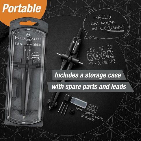 Faber-Castell Stream Quick-set Compass - Black Stone, 174530 in Kuwait
