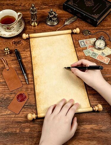 Blank Scroll Paper with Wood Rods, 7.1 x 30.5 inches in Kuwait