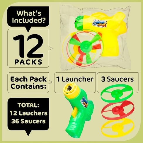 12 Pack Flying Disc Shooters for Kids, Interactive Cat Fetch Spinning Saucer Launcher, Indoor & Outside Toys, Party Favor Frisbees, Cat Propellers in Kuwait
