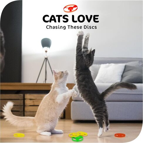 12 Pack Flying Disc Shooters for Kids, Interactive Cat Fetch Spinning Saucer Launcher, Indoor & Outside Toys, Party Favor Frisbees, Cat Propellers in Kuwait