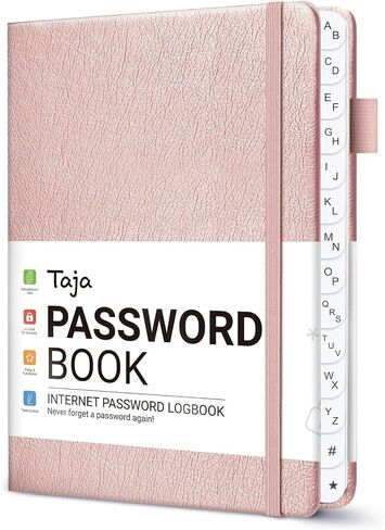 Taja Password Keeper Book with Alphabetical Tabs，Small Password Books for Seniors, Password Notebook for Internet Website Address Log in Detail, Password Logbook to Help You Stay Organized - Aquamarine in Kuwait