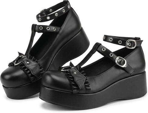 CELNEPHO Mary Jane Shoes Women Cute Ankle Strap Platform Wedge High Heel Pumps Gothic Party Dress Shoes for Women in Kuwait