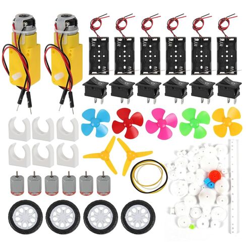 DC Motors Kit DIY Science Projects DC Motor Kit 3V-12V 25000RPM Mini Electric Hobby Motors with Plastic Gears, Battery Holder, Boat Rocker Switch, Shaft Propeller in Saudi Arabia