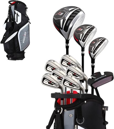 Precise M5 Men's Complete Golf Clubs Package Set Includes Titanium Driver, S.S. Fairway, S.S. Hybrid, S.S. 5-PW Irons, Putter, Stand Bag, 3 H/C's in Kuwait