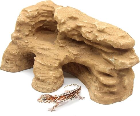 Gecko Hide Shale Scape Step Ledge, Reptile Cave Hideout Tank Accessories Decorations, Great for Reptiles, Amphibians, Leopard Gecko, Lizard, Frogs, Turtle (Small-7.3 * 4.4 * 3) in Saudi Arabia