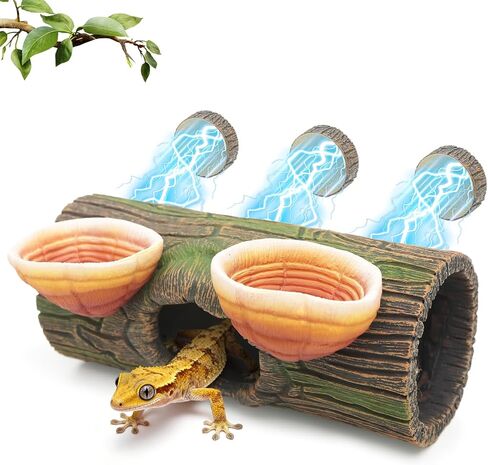 REPTITRIP Magnetic Crested Gecko Hideout - Resin Hollow Log Cave, Reptile Hide Cave, Reptile & Amphibian Habitat Hide, Terrariums Decor in Saudi Arabia