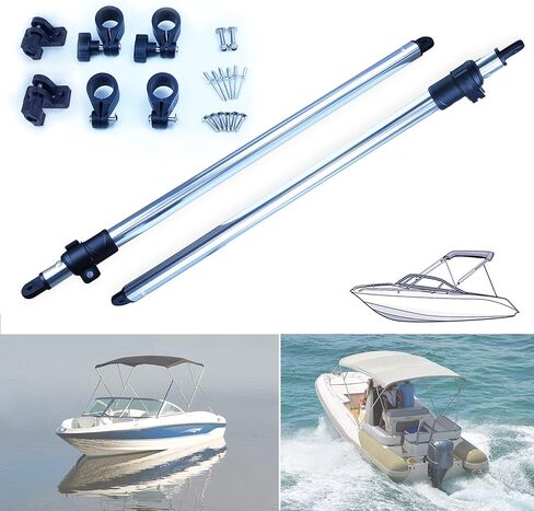 مجموعة عمود الدعم الخلفي Seamax Bimini، عمود ألومنيوم من الدرجة البحرية بقطر 1 بوصة، جميع التركيبات متضمنة، نهاية عين 360 درجة (مقاس 40 بوصة - طول القطب 40 بوصة) in Kuwait