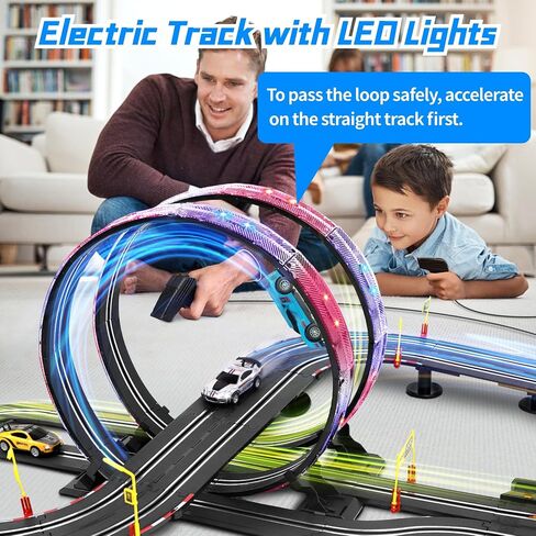 Slot Car Race Track Set for Boys, Electric Track with Light and 4 Slot Cars in Saudi Arabia