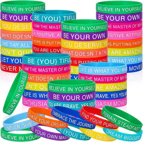 60 Pieces Motivational Quote Rubber Wristbands Colored Inspirational Silicone Bracelets Stretch Unisex Wristbands for Women Men Gifts, 20 Styles in Kuwait