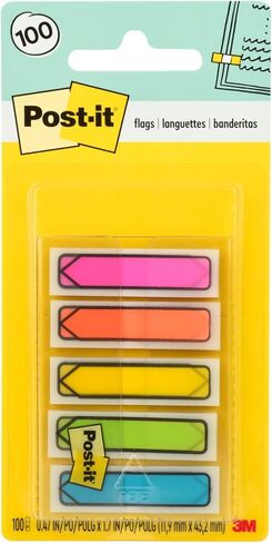 Post-it Arrow Flags, Assorted Bright Colors, .47 in Wide, 100/On-the-Go Dispenser, 1 Dispenser/Pack (684-ARR2) in Kuwait