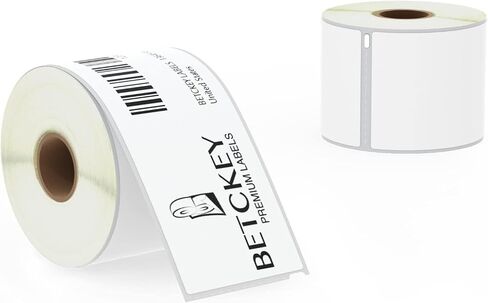 BETCKEY - ملصقات مبرد كبيرة متوافقة مع DYMO 99019 (2-5/16 بوصة × 7-1/2 بوصة)، متوافقة مع طابعات DYMO Labelwriter 450 و4XL وRollo وZebra المكتبية [6 لفات/900 ملصق] in Kuwait