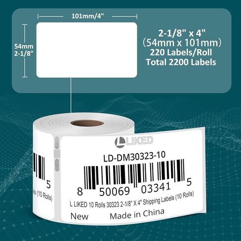 L LIKED 10 Rolls Compatible with Dymo 30323 2-1/8" X 4" Shipping & Internet Postage Replacement Labels for LW 450, 450 Turbo, 4XL Printer (10 Rolls) in Kuwait
