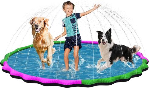 130" Extra Large Non-Slip Splash Pad for Kids & Dogs, 11FT Outdoor Water Sprinkler Pad, 0.5mm Thickened Tear-Resistant PVC, Kids Water Toy & Dog Pool for Backyard Family Fun in Saudi Arabia