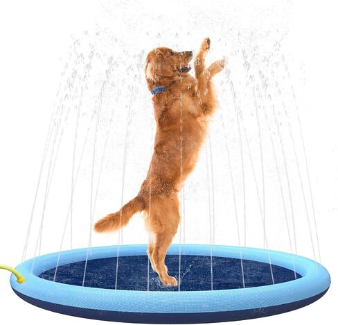 Splash Pad for Dogs Kids,59" Dog Pool Non-Slip Thickened with Sprinkler, Water Toys Mat for Pet and Children Outdoor Play in Saudi Arabia
