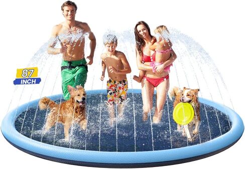 PETOCAT Splash Pad Non-Slip Dogs Cool Sprinkler Pool Extra Large Splash Pads Summer Outdoor Play Water Fun Toy Gift Easy to Use/Clean 67 inch in Kuwait