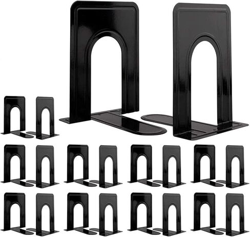 Jekkis 20pcs Book Ends Metal Bookends for Shelves, 6.6"x 5.7"x 5" Black Heavy Duty Bookends for Nonskid Bookend Supports Plain Large Bookends, Library Office Home, 10 Pair in Kuwait