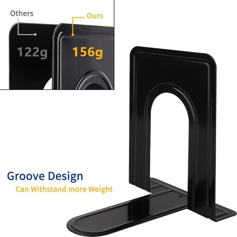 Jekkis 20pcs Book Ends Metal Bookends for Shelves, 6.6"x 5.7"x 5" Black Heavy Duty Bookends for Nonskid Bookend Supports Plain Large Bookends, Library Office Home, 10 Pair in Kuwait