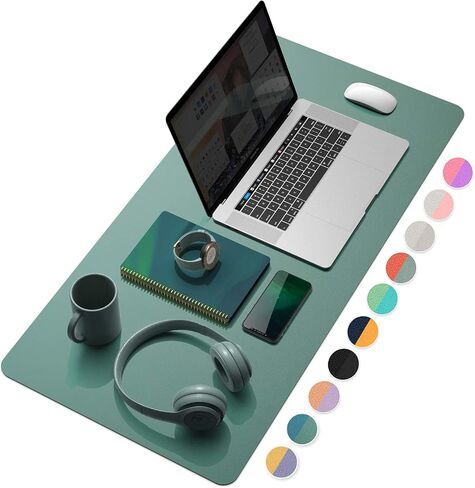 Dual-Sided Multifunctional Desk Pad, Waterproof Desk Blotter Protector, Leather Desk Wrting Mat Mouse Pad (31.5" x 15.7", Pink) in Kuwait
