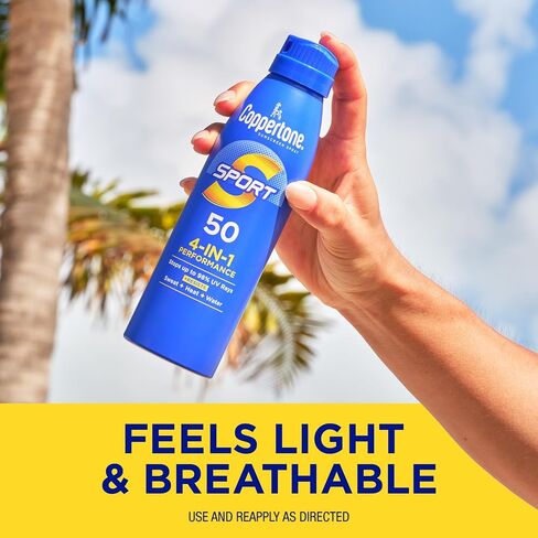 Coppertone SPORT Sunscreen Spray SPF 50, Water Resistant Spray Sunscreen, Broad Spectrum SPF 50 Sunscreen, Bulk Sunscreen Pack, 5.5 Oz Spray, Pack of 3 in Kuwait