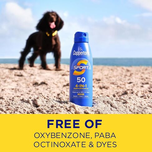 Coppertone SPORT Sunscreen Spray SPF 50, Water Resistant Spray Sunscreen, Broad Spectrum SPF 50 Sunscreen, Bulk Sunscreen Pack, 5.5 Oz Spray, Pack of 3 in Kuwait