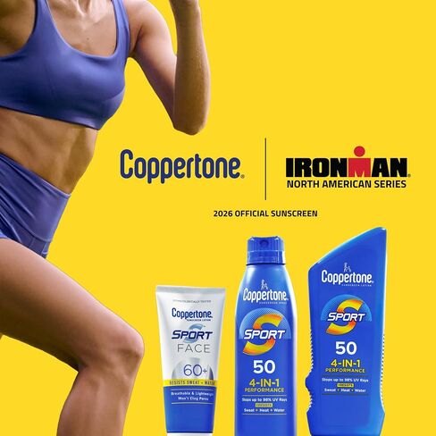 Coppertone SPORT Sunscreen Spray SPF 50, Water Resistant Spray Sunscreen, Broad Spectrum SPF 50 Sunscreen, Bulk Sunscreen Pack, 5.5 Oz Spray, Pack of 3 in Kuwait