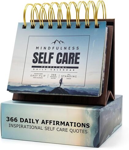 MESMOS Perpetual Desk Calendar with 366 Mindfulness Self Care Quotes, Cute Desk Accessories & Office Decor for Women, Relaxing & Inspirational Gifts for Women, Anxiety Relief Items, Desk Decorations in Kuwait