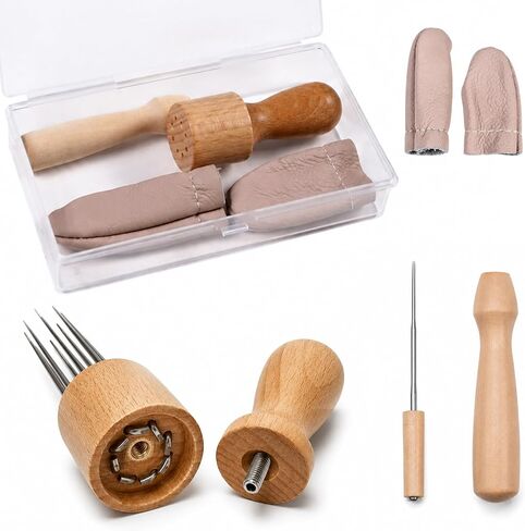 Needle Felting kit Tool Set - 8-Needle Wood Handle Wool Felt Stitch Punch Tool, Includes Single Needle Holder, Finger Cots & Storage Case - Essential Accessories for Needle Felting & Wool Crafting in Kuwait