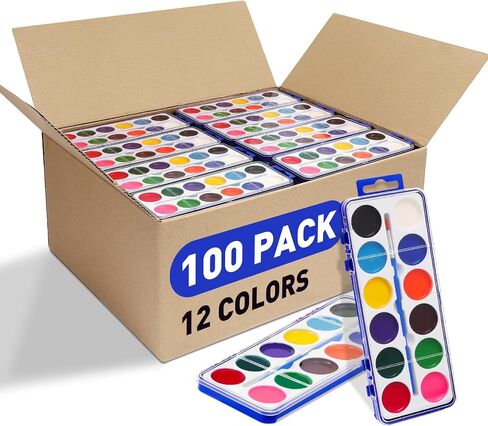 42 Pack Watercolor Paint Set Bulk for Kids, 12 Colors Washable Water Colors in Saudi Arabia