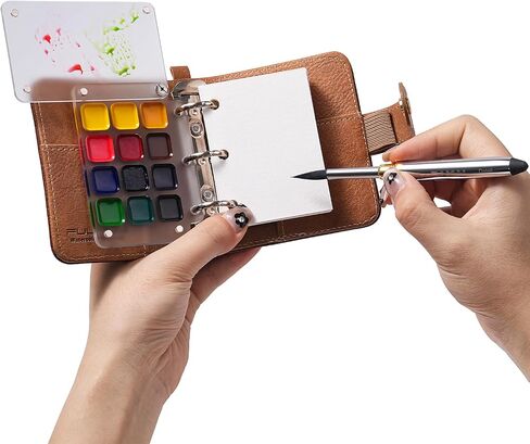 Fuumuui Watercolor Travel Sketchbook Set, 24-Color Watercolor Paints Kit & 100% Cotton Cold Press 300gsm Portable Art Journal with Dual-Tip Brush – Plein Air Painting Supplies for Artists, Beginners, Journaling in Kuwait