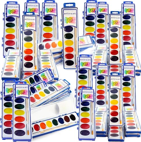 Color Swell 8 Color Bulk Watercolors with Wood Brushes, 10 Pack in Saudi Arabia