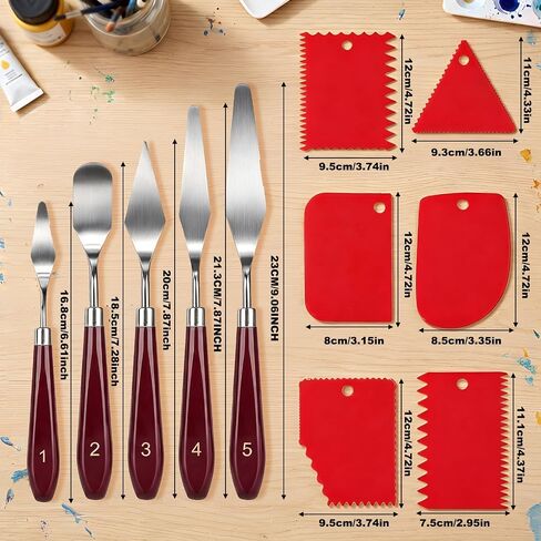 11Pcs Palette Knives Stainless Steel & Plastic Scrapers for Oil Acrylic Art in Saudi Arabia