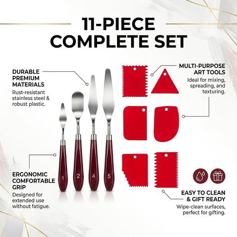 11Pcs Palette Knives Stainless Steel & Plastic Scrapers for Oil Acrylic Art in Saudi Arabia