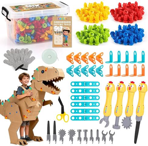 196PCS Cardboard Cutter for Kids, Cardboard Tools Toys for 5+ Boys Girls in Kuwait