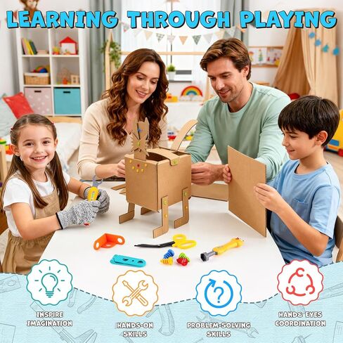 196PCS Cardboard Cutter for Kids, Cardboard Tools Toys for 5+ Boys Girls in Kuwait