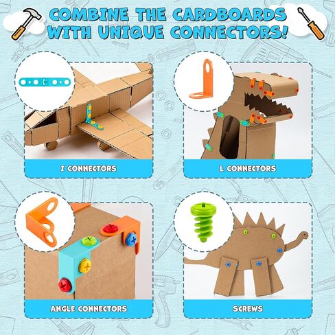 196PCS Cardboard Cutter for Kids, Cardboard Tools Toys for 5+ Boys Girls in Kuwait
