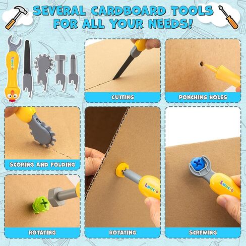 196PCS Cardboard Cutter for Kids, Cardboard Tools Toys for 5+ Boys Girls in Kuwait
