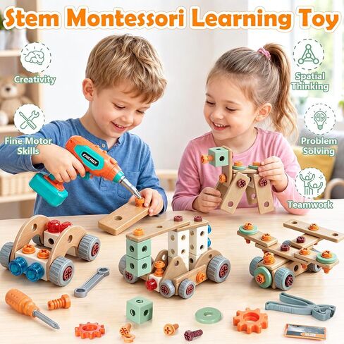 Kids Tool Set with Drill & Toolbox, 160PCS STEM Construction Building Toys in Kuwait