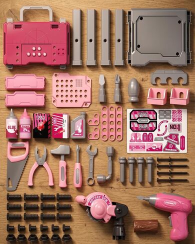 Eohemeral Pink Kids Tool Set for Girls with Power Drill in Kuwait