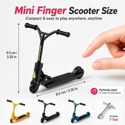 3Pcs Finger Scooter - 2-Wheeled Scooter - Foldable BMX with Brake | Finger Board Accessories for Teen | Educational Toys | Non-Slip Fun Finger Skateboards in Saudi Arabia