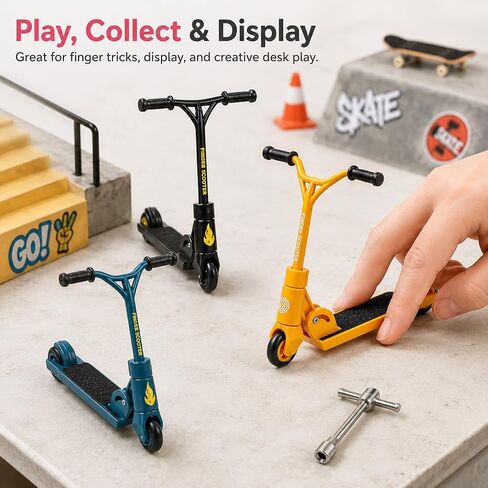 3Pcs Finger Scooter - 2-Wheeled Scooter - Foldable BMX with Brake | Finger Board Accessories for Teen | Educational Toys | Non-Slip Fun Finger Skateboards in Saudi Arabia