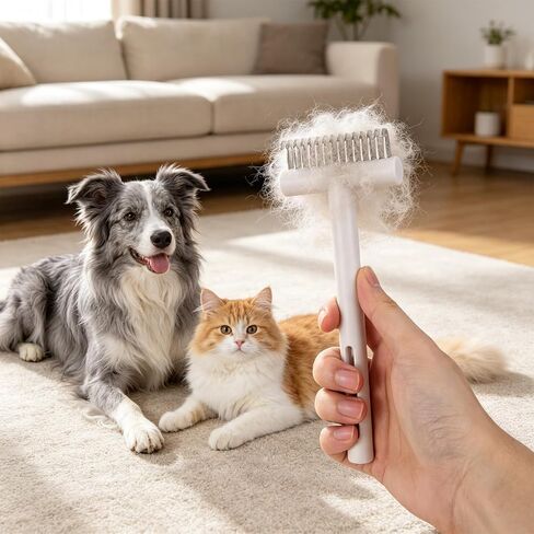 NQEUEPN Dog Cat Deshedding Brush, Pet Undercoat Rake Comb Grooming Tool in Kuwait
