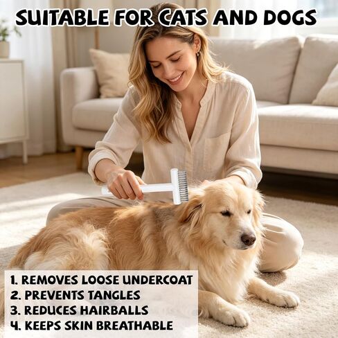 NQEUEPN Dog Cat Deshedding Brush, Pet Undercoat Rake Comb Grooming Tool in Kuwait