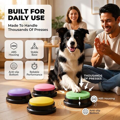 Voice Recording Button, 30 Second Record Button for Dog Pet Interactivity, Gift for Friend, Family, 4 Color Purple, Green, Yellow, Pink in Kuwait