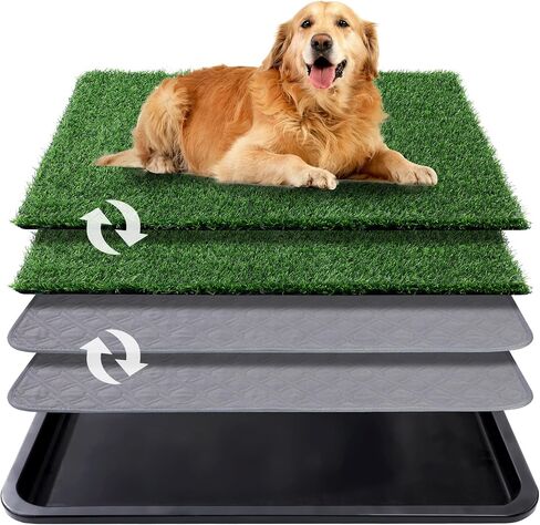 Dog Grass Pad with Tray, 30 x 20 in, 3-Layer Potty with 2 Grass Pads in Saudi Arabia