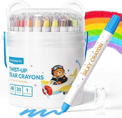 JUPITEARTH Silky Crayons for Toddlers 1-3, Twist & Non-Toxic, 12 Colors in Saudi Arabia