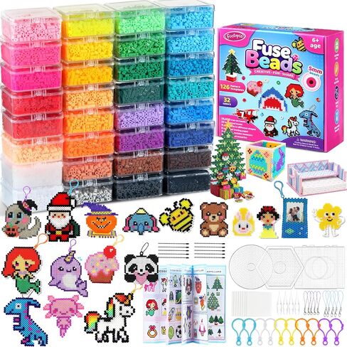 Funtopia 25600pcs Fuse Beads Kit, 5mm Melty Beads for Kids Crafts 32 Colors in Kuwait