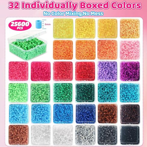 Funtopia 25600pcs Fuse Beads Kit, 5mm Melty Beads for Kids Crafts 32 Colors in Kuwait