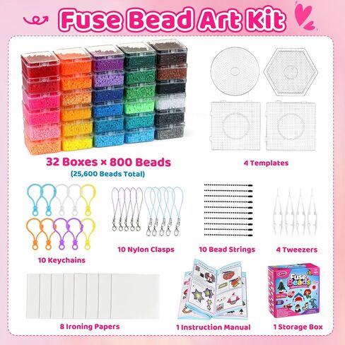 Funtopia 25600pcs Fuse Beads Kit, 5mm Melty Beads for Kids Crafts 32 Colors in Kuwait