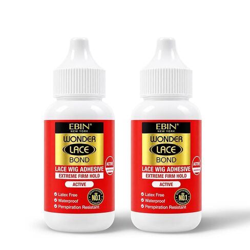 EBIN NEW YORK Wonder Lace Bond Extra Mega Hold 1.18oz - تركيبة محسنة بدون بقايا سهلة الاستخدام، سريعة الجفاف، مقاومة للماء، خالية من اللاتكس، مقاومة للتعرق in Kuwait